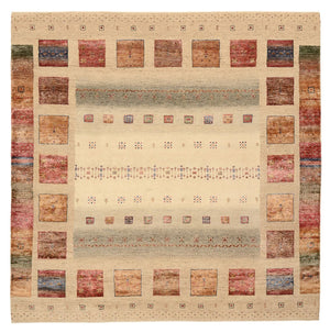 Alfombra Gabbeh - Loribaft Indus cuadrado  - 206 x 204 cm - beige oscuro