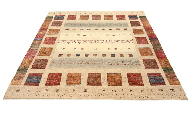 Alfombra Gabbeh - Loribaft Indus cuadrado  - 206 x 204 cm - beige oscuro