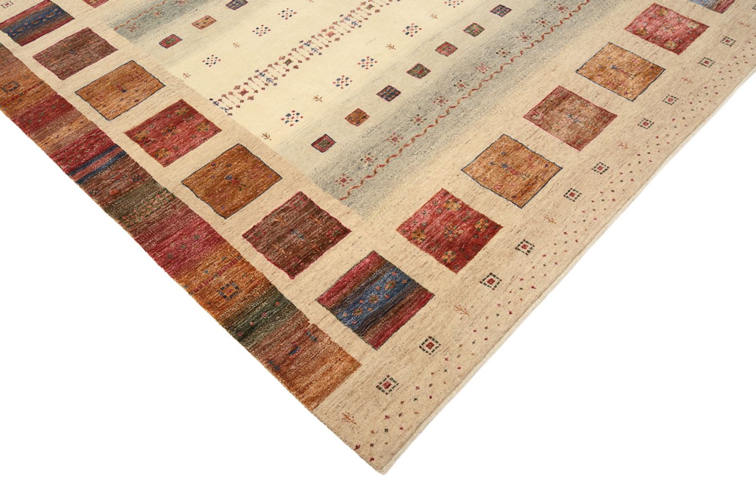 Alfombra Gabbeh - Loribaft Indus cuadrado  - 206 x 204 cm - beige oscuro