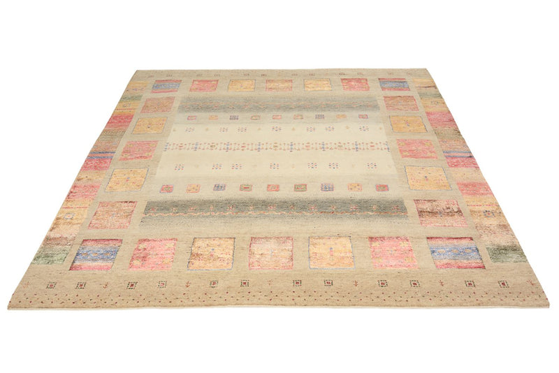 Alfombra Gabbeh - Loribaft Indus cuadrado  - 206 x 204 cm - beige oscuro