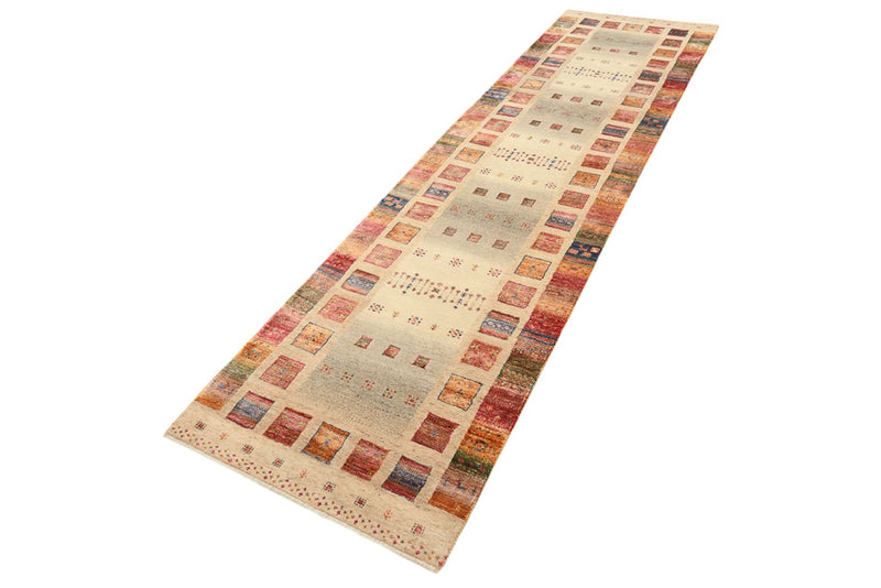 Alfombra de pasillo Alfombra Gabbeh - Loribaft Indus - 305 x 81 cm - beige oscuro