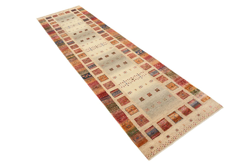 Alfombra de pasillo Alfombra Gabbeh - Loribaft Indus - 305 x 81 cm - beige oscuro