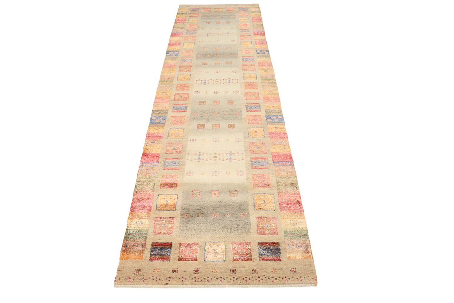 Alfombra de pasillo Alfombra Gabbeh - Loribaft Indus - 305 x 81 cm - beige oscuro