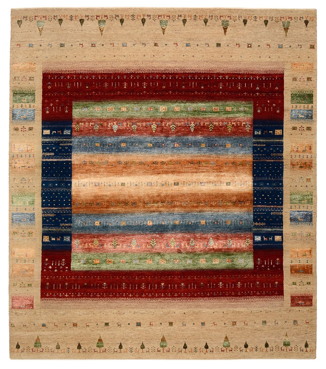 Alfombra Gabbeh - Loribaft Indus - 236 x 205 cm - multicolor