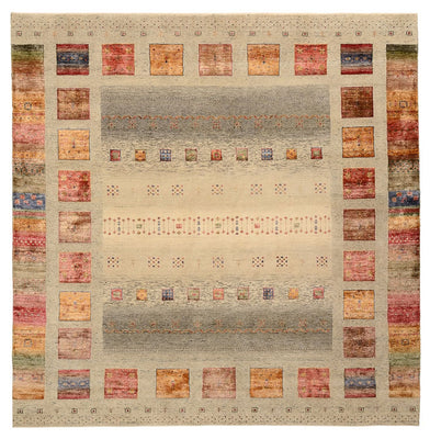 Alfombra Gabbeh - Loribaft Indus cuadrado  - 249 x 248 cm - beige oscuro