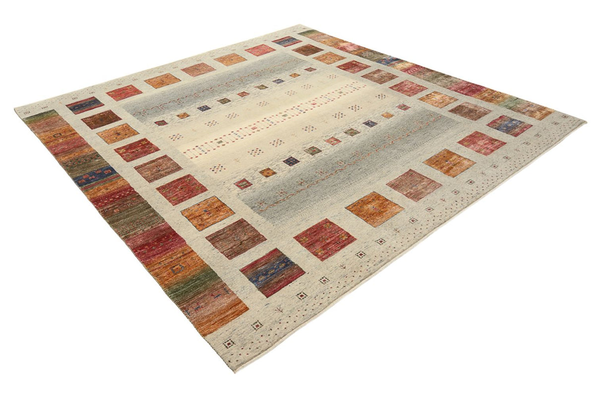 Alfombra Gabbeh - Loribaft Indus cuadrado  - 249 x 248 cm - beige oscuro