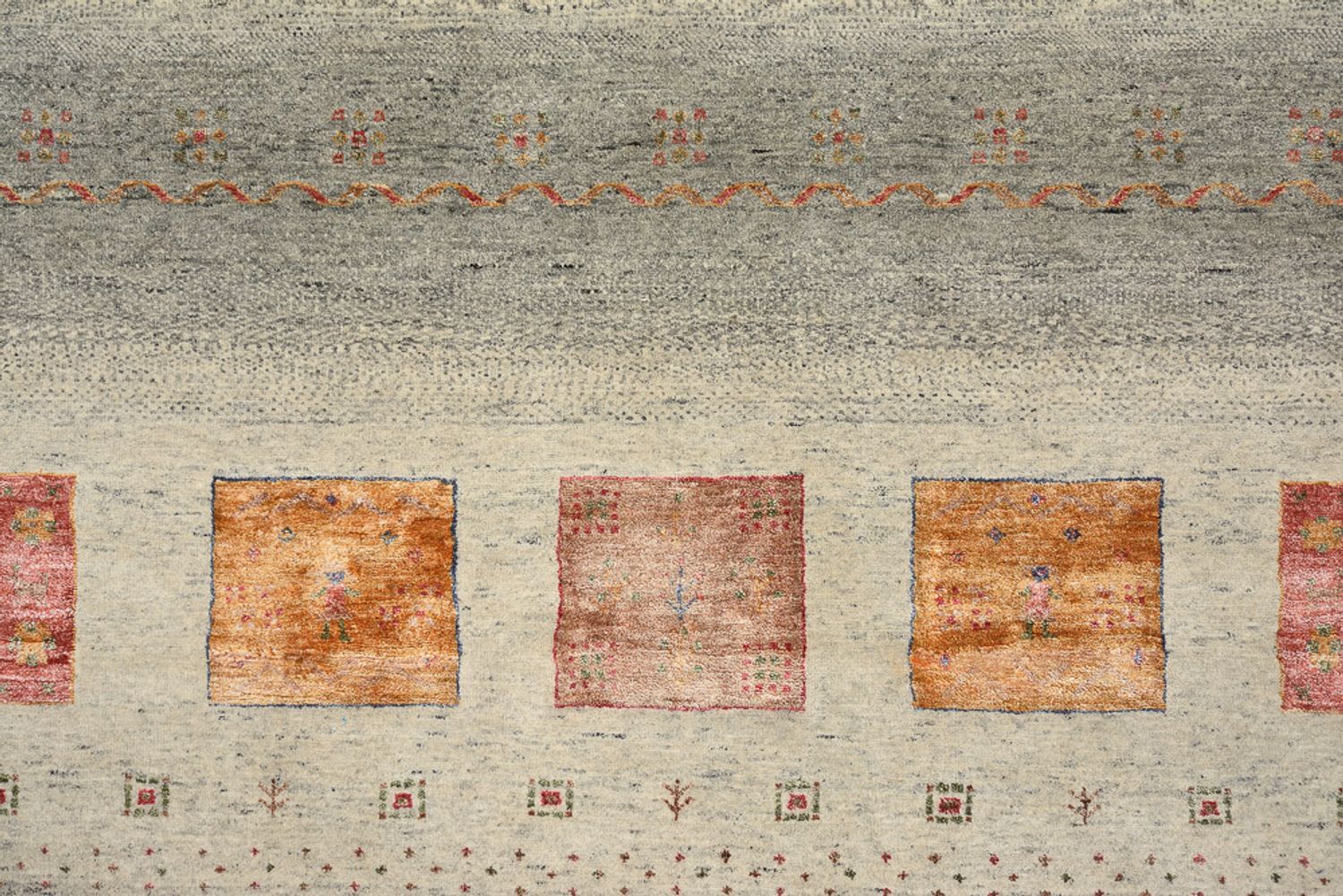 Alfombra Gabbeh - Loribaft Indus cuadrado  - 249 x 248 cm - beige oscuro