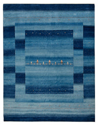 Alfombra Gabbeh - Loribaft Indus - 329 x 253 cm - azul marino