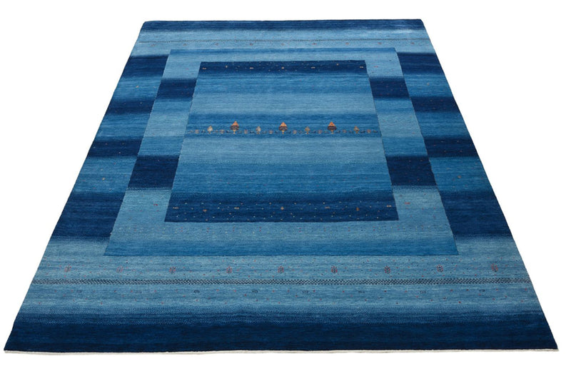 Alfombra Gabbeh - Loribaft Indus - 329 x 253 cm - azul marino
