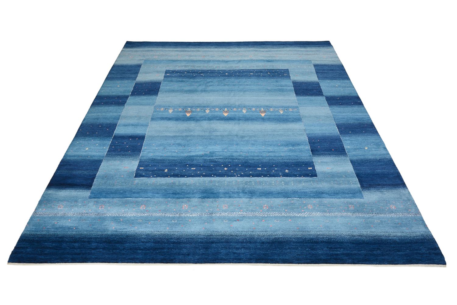 Alfombra Gabbeh - Loribaft Indus - 329 x 253 cm - azul marino