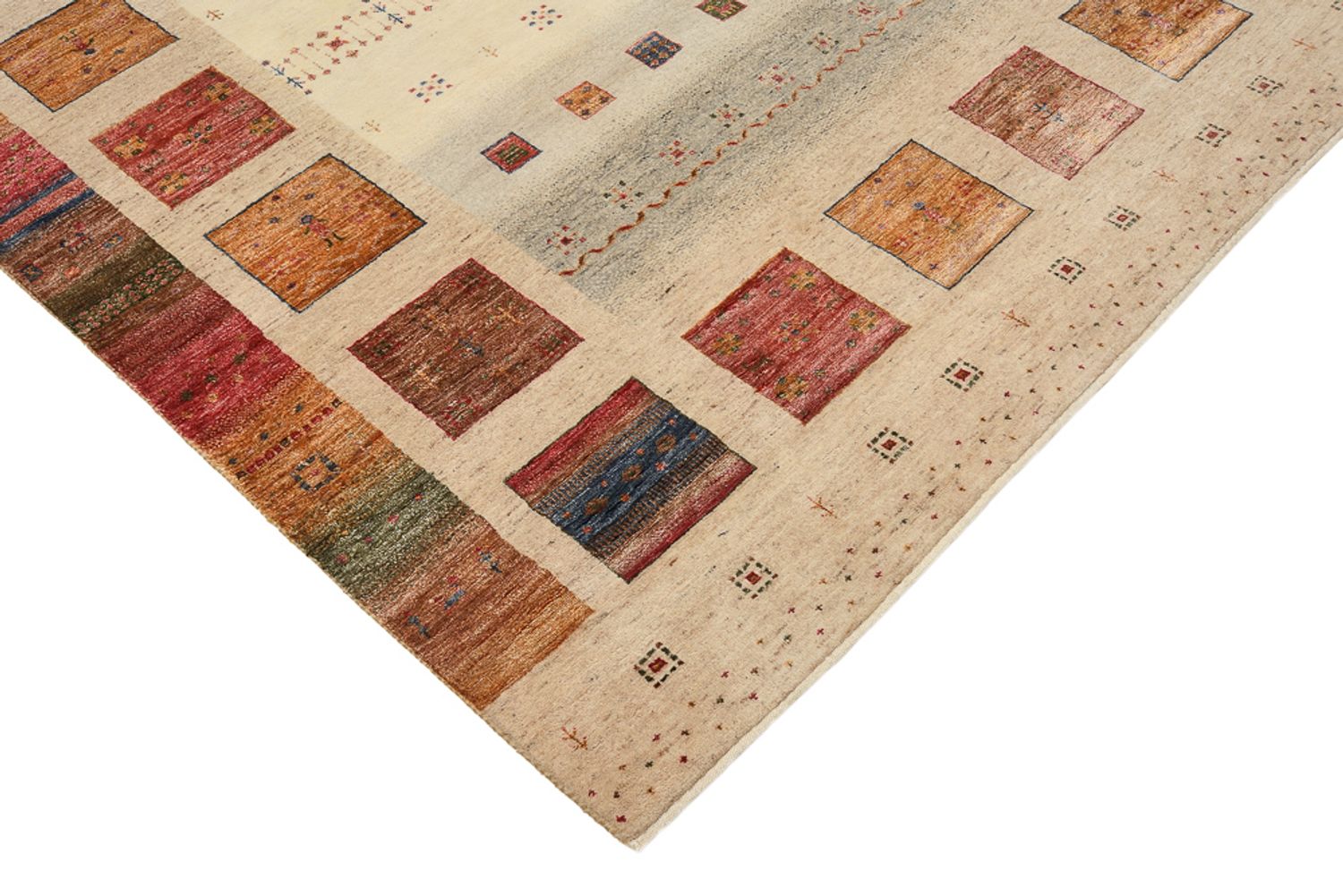 Alfombra Gabbeh - Loribaft Indus cuadrado  - 204 x 202 cm - beige claro