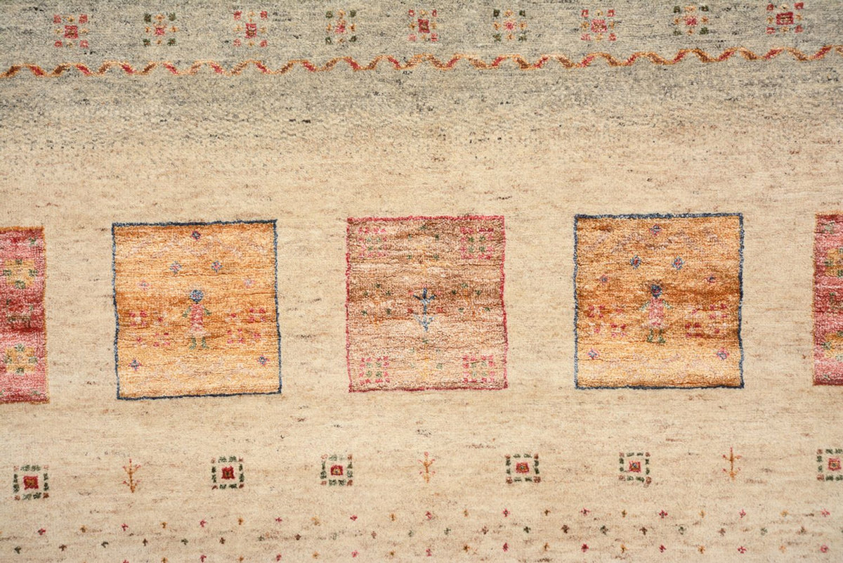 Alfombra Gabbeh - Loribaft Indus cuadrado  - 204 x 202 cm - beige claro