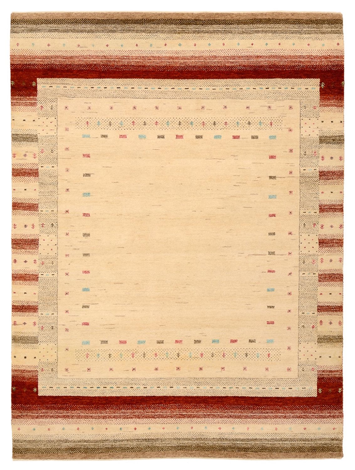 Alfombra Gabbeh - Loribaft Indus - 206 x 156 cm - beige claro
