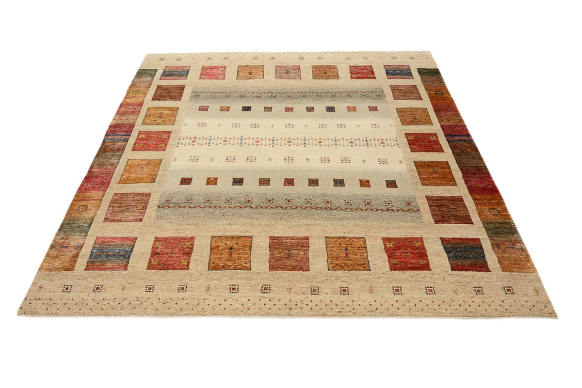 Alfombra Gabbeh - Loribaft Indus cuadrado  - 205 x 203 cm - multicolor