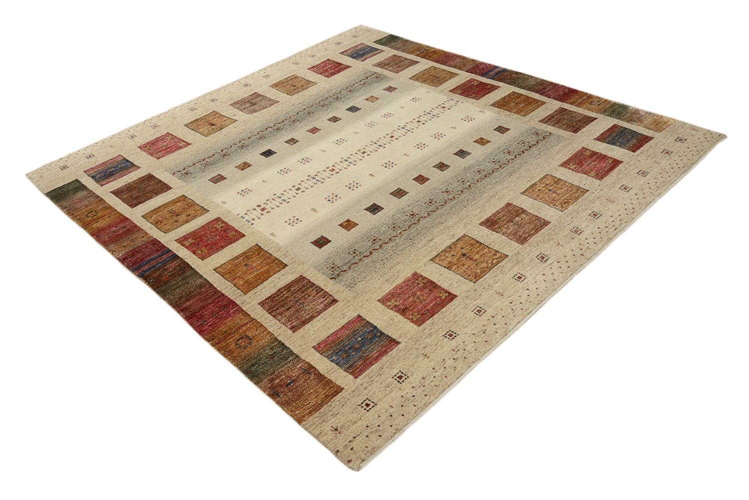 Alfombra Gabbeh - Loribaft Indus cuadrado  - 205 x 203 cm - multicolor
