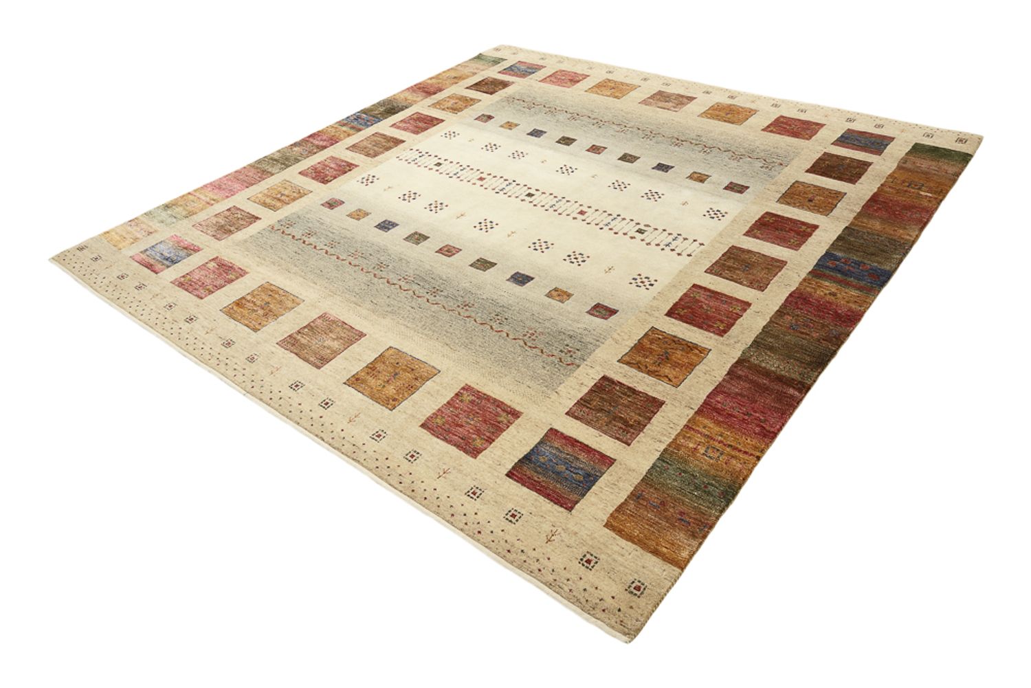 Alfombra Gabbeh - Loribaft Indus cuadrado  - 253 x 249 cm - multicolor