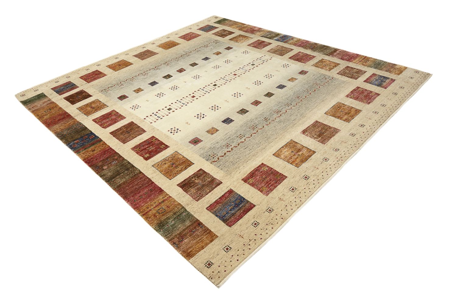 Alfombra Gabbeh - Loribaft Indus cuadrado  - 253 x 249 cm - multicolor