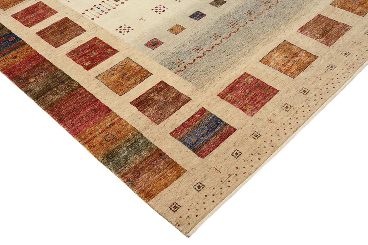 Alfombra Gabbeh - Loribaft Indus cuadrado  - 253 x 249 cm - multicolor