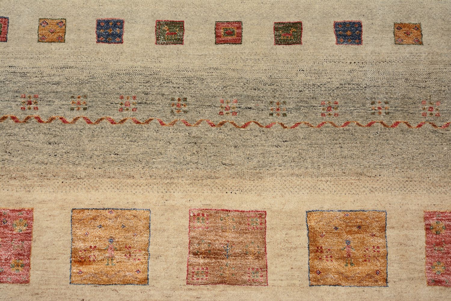 Alfombra Gabbeh - Loribaft Indus cuadrado  - 253 x 249 cm - multicolor