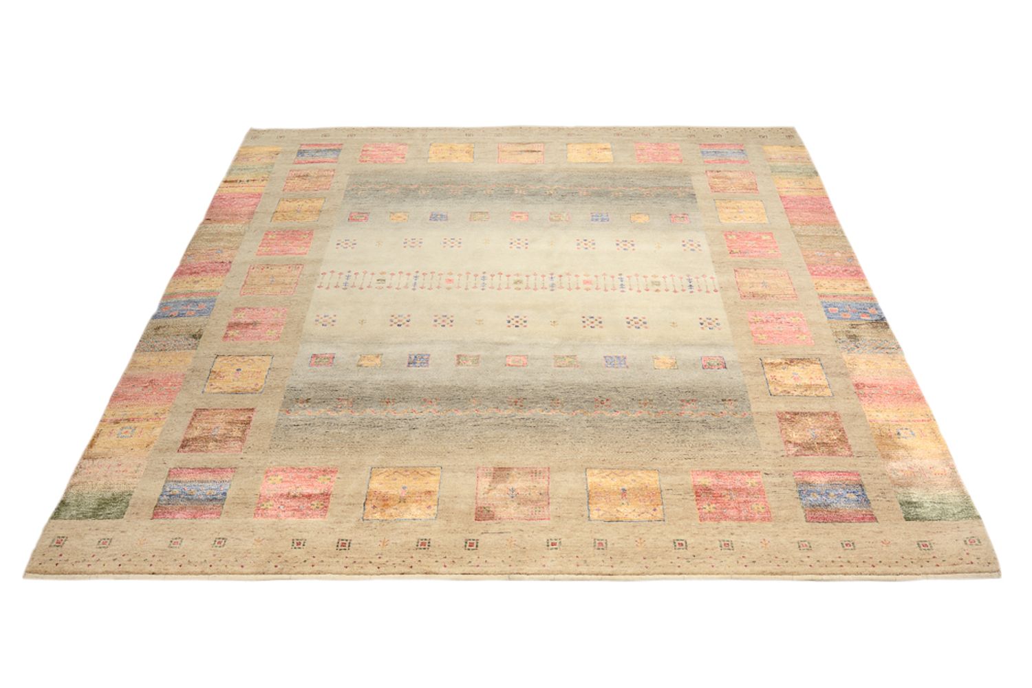 Alfombra Gabbeh - Loribaft Indus cuadrado  - 253 x 249 cm - multicolor