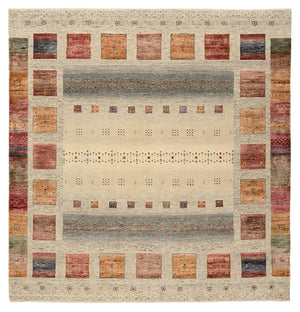 Alfombra Gabbeh - Loribaft Indus cuadrado  - 201 x 196 cm - multicolor