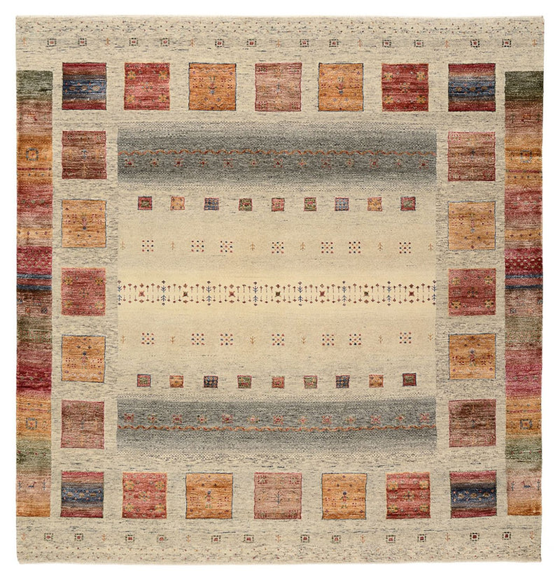 Alfombra Gabbeh - Loribaft Indus cuadrado  - 201 x 196 cm - multicolor