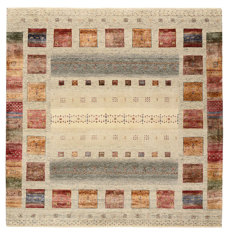 Alfombra Gabbeh - Loribaft Indus cuadrado  - 206 x 205 cm - multicolor