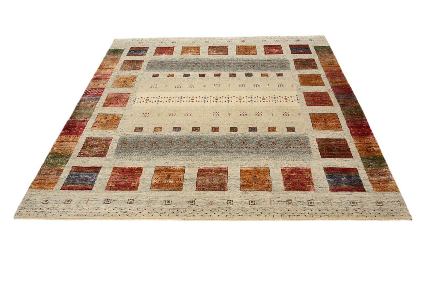 Alfombra Gabbeh - Loribaft Indus cuadrado  - 206 x 205 cm - multicolor