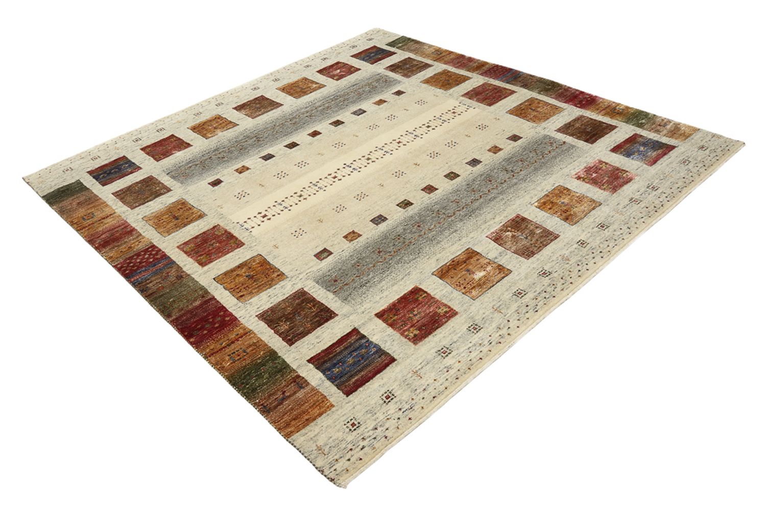 Alfombra Gabbeh - Loribaft Indus cuadrado  - 206 x 205 cm - multicolor