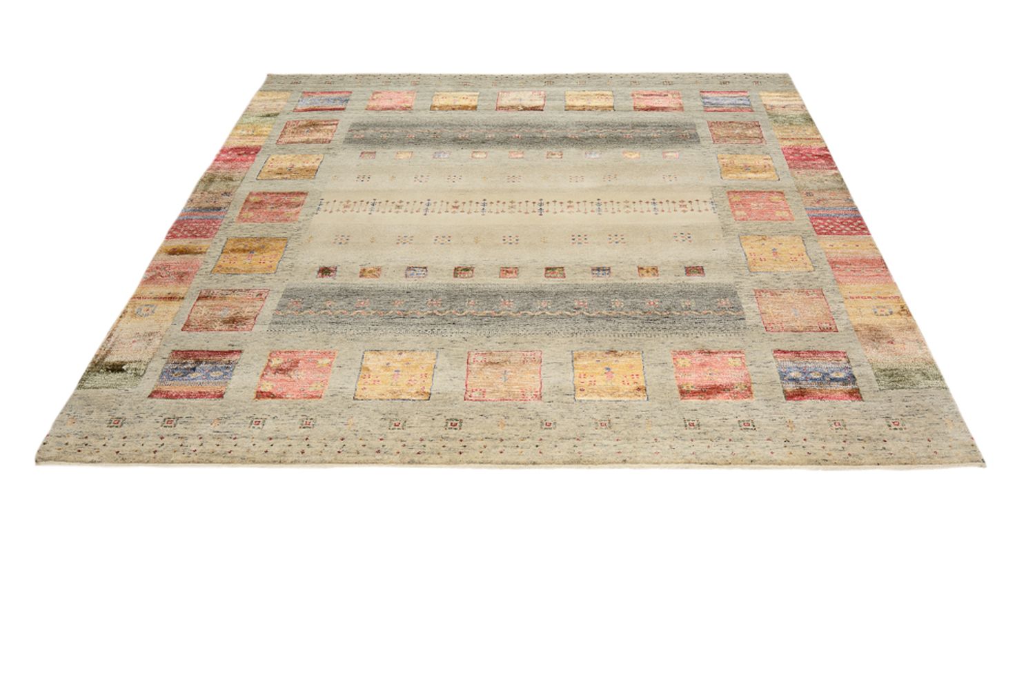 Alfombra Gabbeh - Loribaft Indus cuadrado  - 206 x 205 cm - multicolor