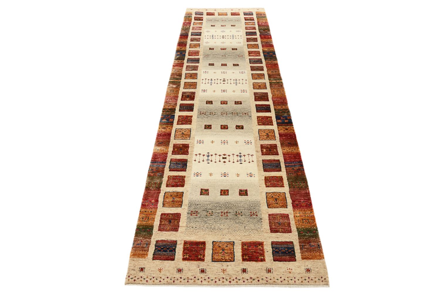 Alfombra de pasillo Alfombra Gabbeh - Loribaft Indus - 298 x 84 cm - multicolor