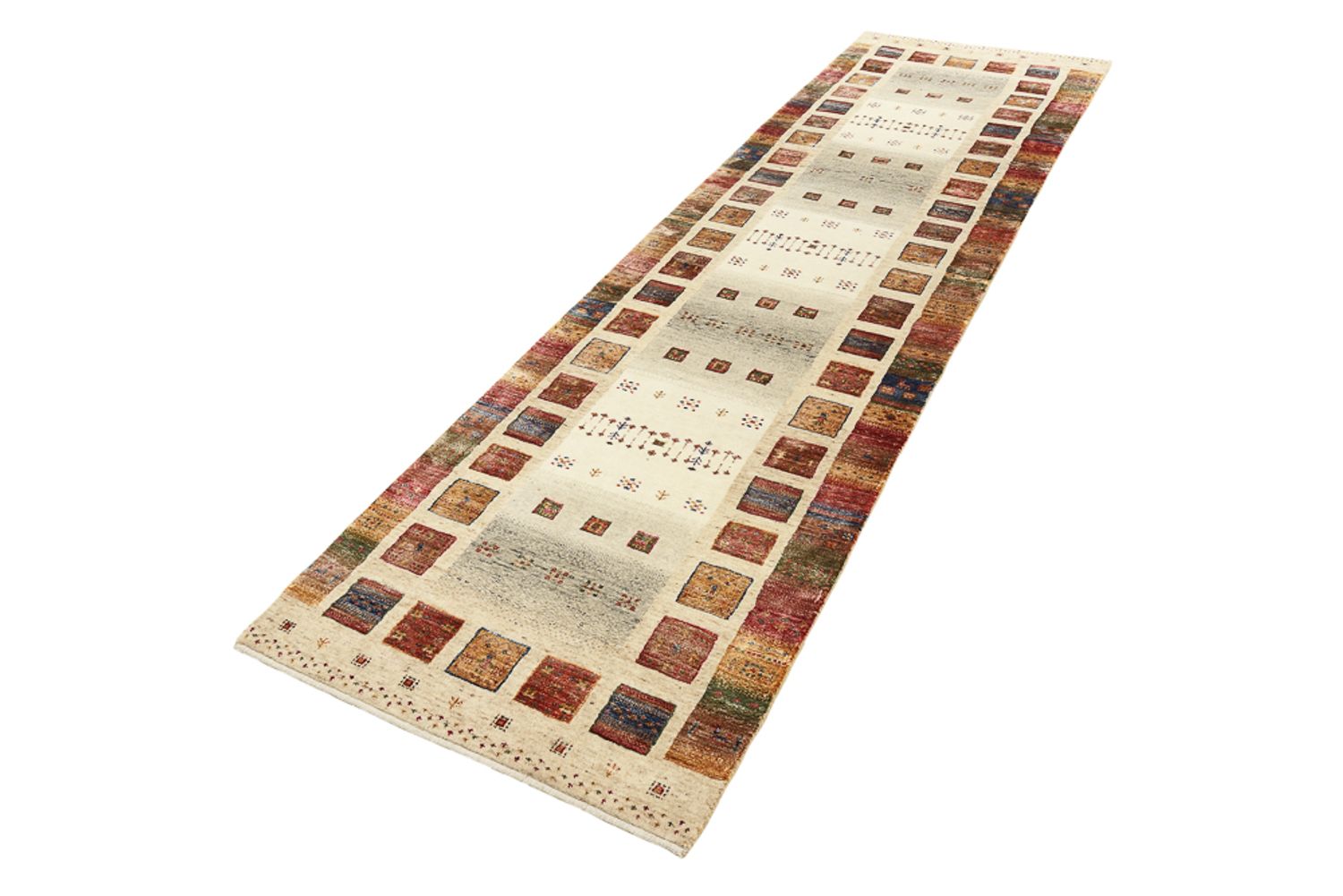 Alfombra de pasillo Alfombra Gabbeh - Loribaft Indus - 298 x 84 cm - multicolor