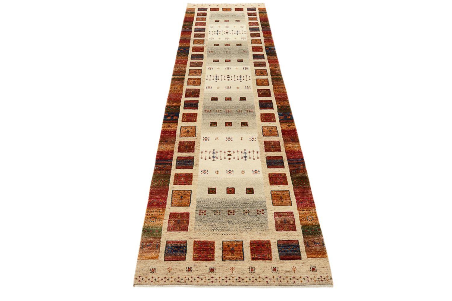 Alfombra de pasillo Alfombra Gabbeh - Loribaft Indus - 295 x 82 cm - multicolor
