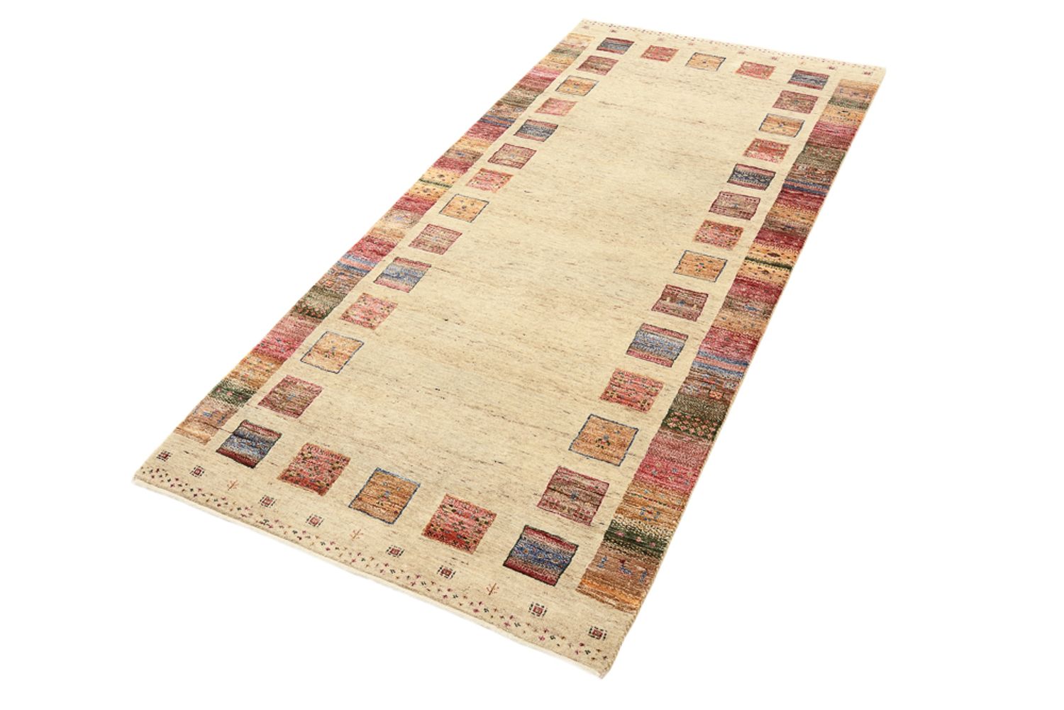 Alfombra de pasillo Alfombra Gabbeh - Loribaft Indus - 204 x 95 cm - multicolor