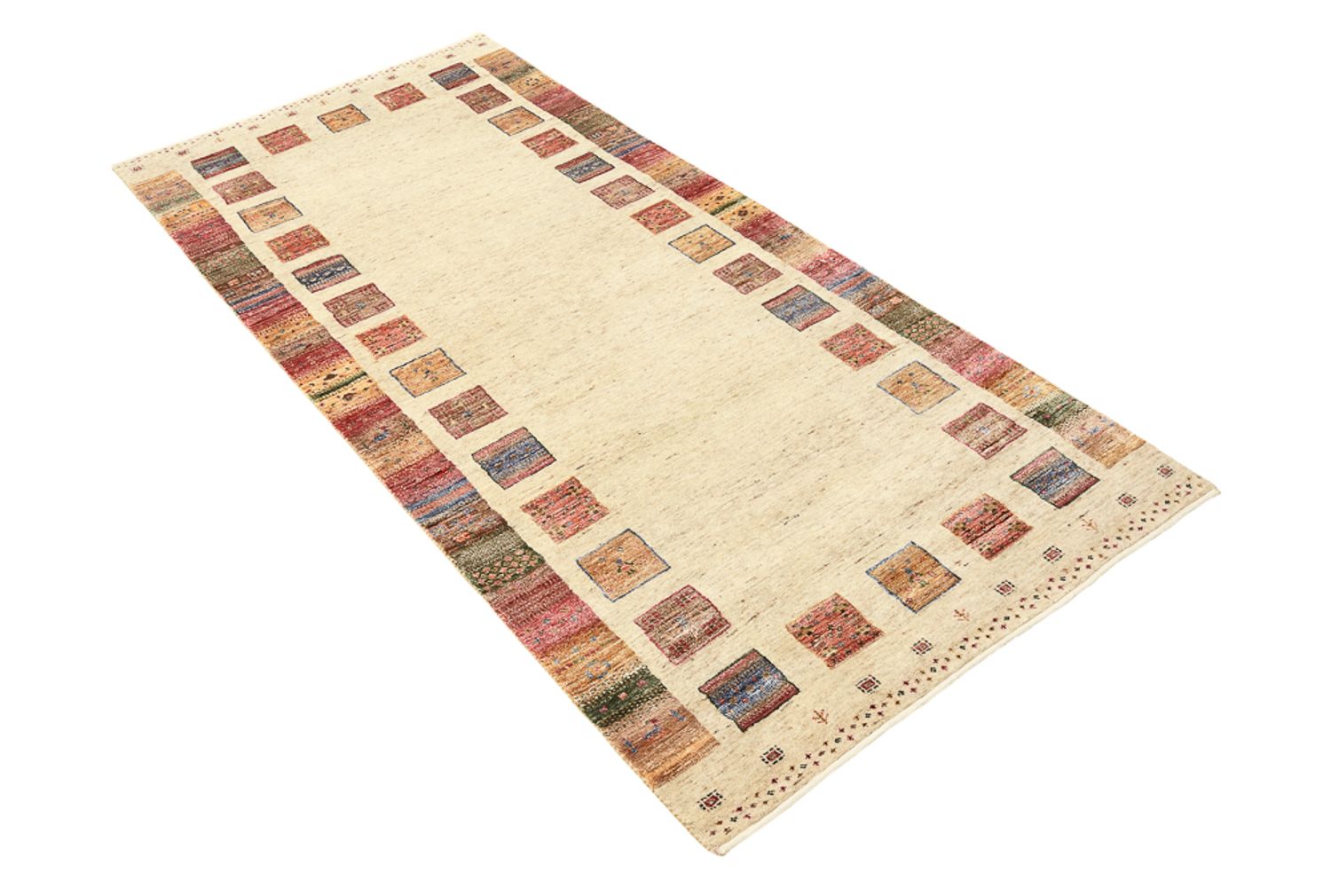 Alfombra de pasillo Alfombra Gabbeh - Loribaft Indus - 202 x 94 cm - multicolor