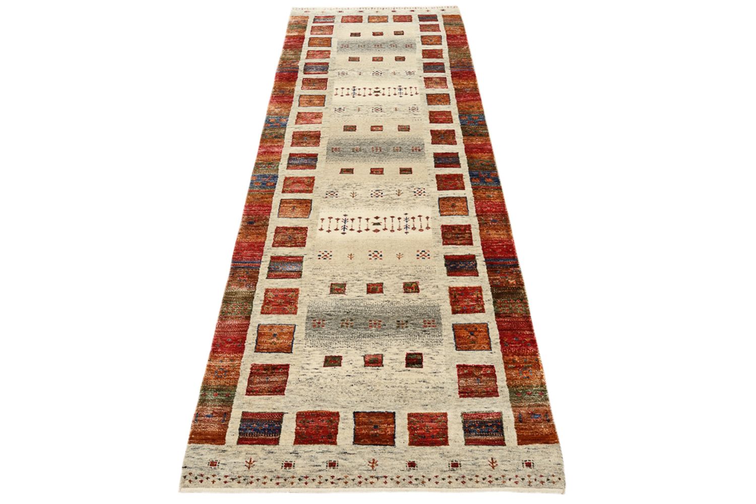 Alfombra de pasillo Alfombra Gabbeh - Loribaft Indus - 256 x 84 cm - multicolor