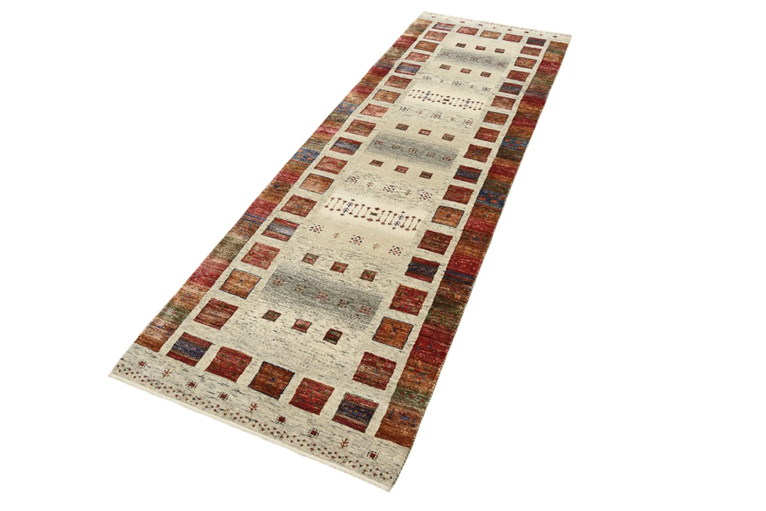 Alfombra de pasillo Alfombra Gabbeh - Loribaft Indus - 256 x 84 cm - multicolor