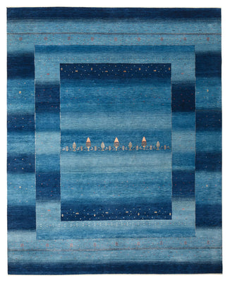 Alfombra Gabbeh - Loribaft Indus - 303 x 241 cm - azul marino