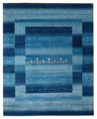 Alfombra Gabbeh - Loribaft Indus - 303 x 241 cm - azul marino