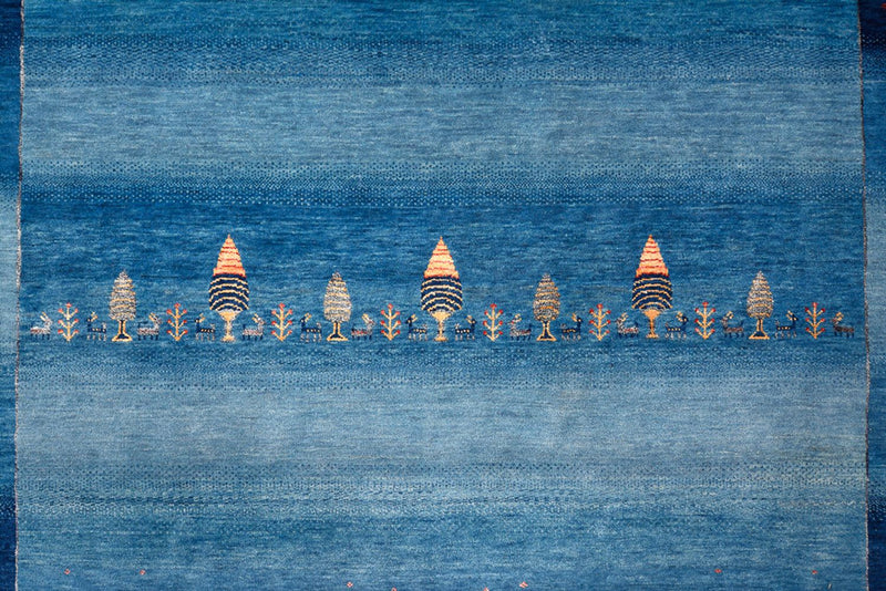 Alfombra Gabbeh - Loribaft Indus - 303 x 241 cm - azul marino
