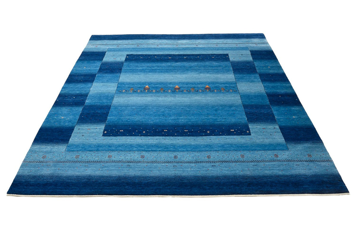 Alfombra Gabbeh - Loribaft Indus - 299 x 250 cm - azul marino