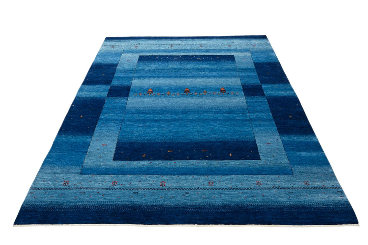 Alfombra Gabbeh - Loribaft Indus - 232 x 177 cm - azul marino