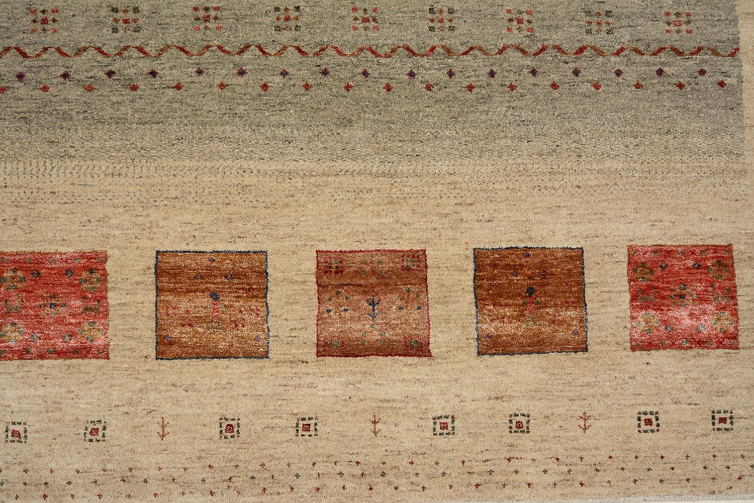 Alfombra Gabbeh - Loribaft Indus - 306 x 205 cm - beige claro