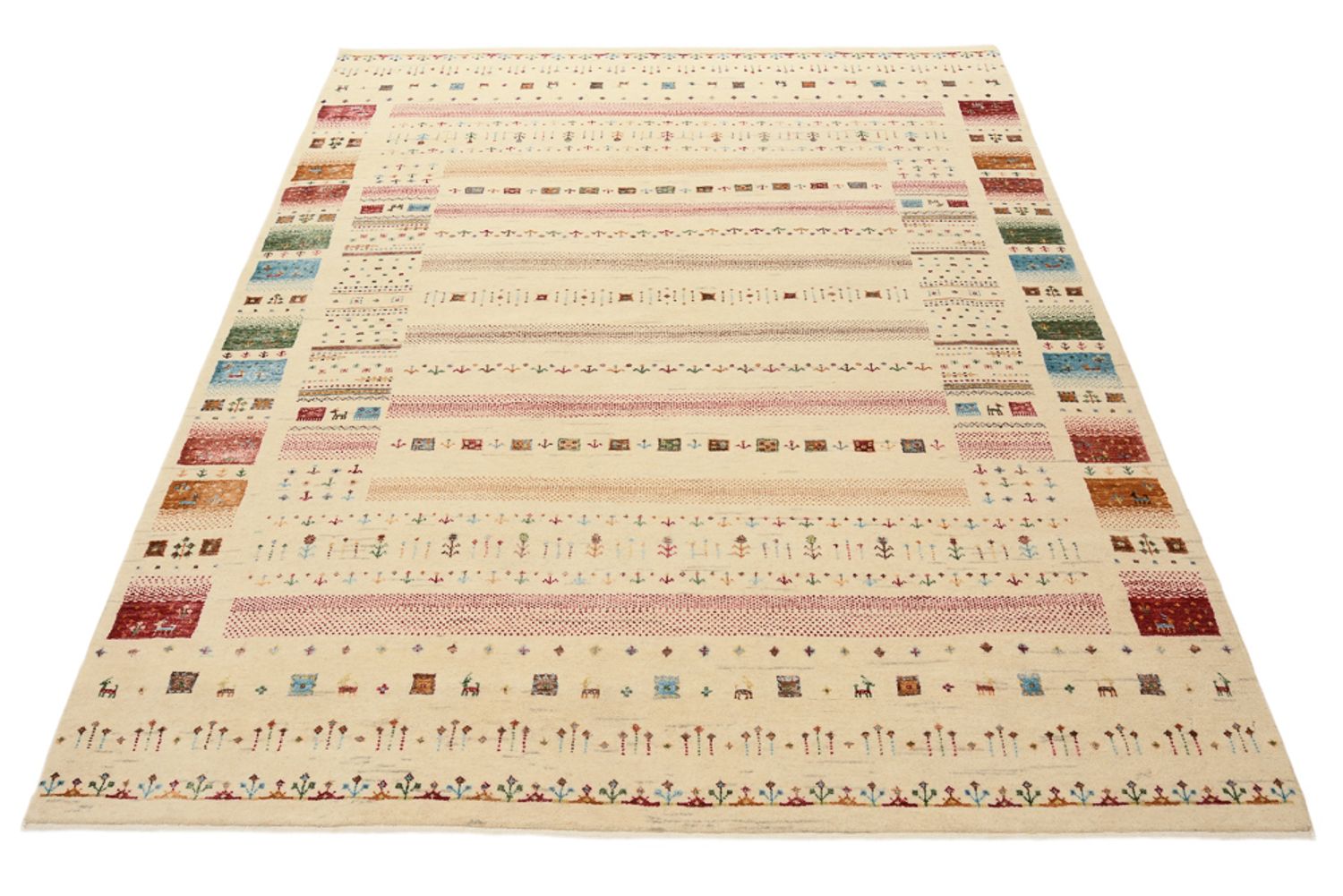 Alfombra Gabbeh - Loribaft Indus - 201 x 155 cm - beige claro
