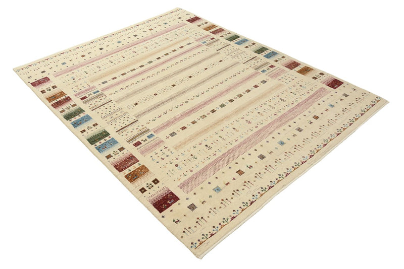 Alfombra Gabbeh - Loribaft Indus - 201 x 155 cm - beige claro
