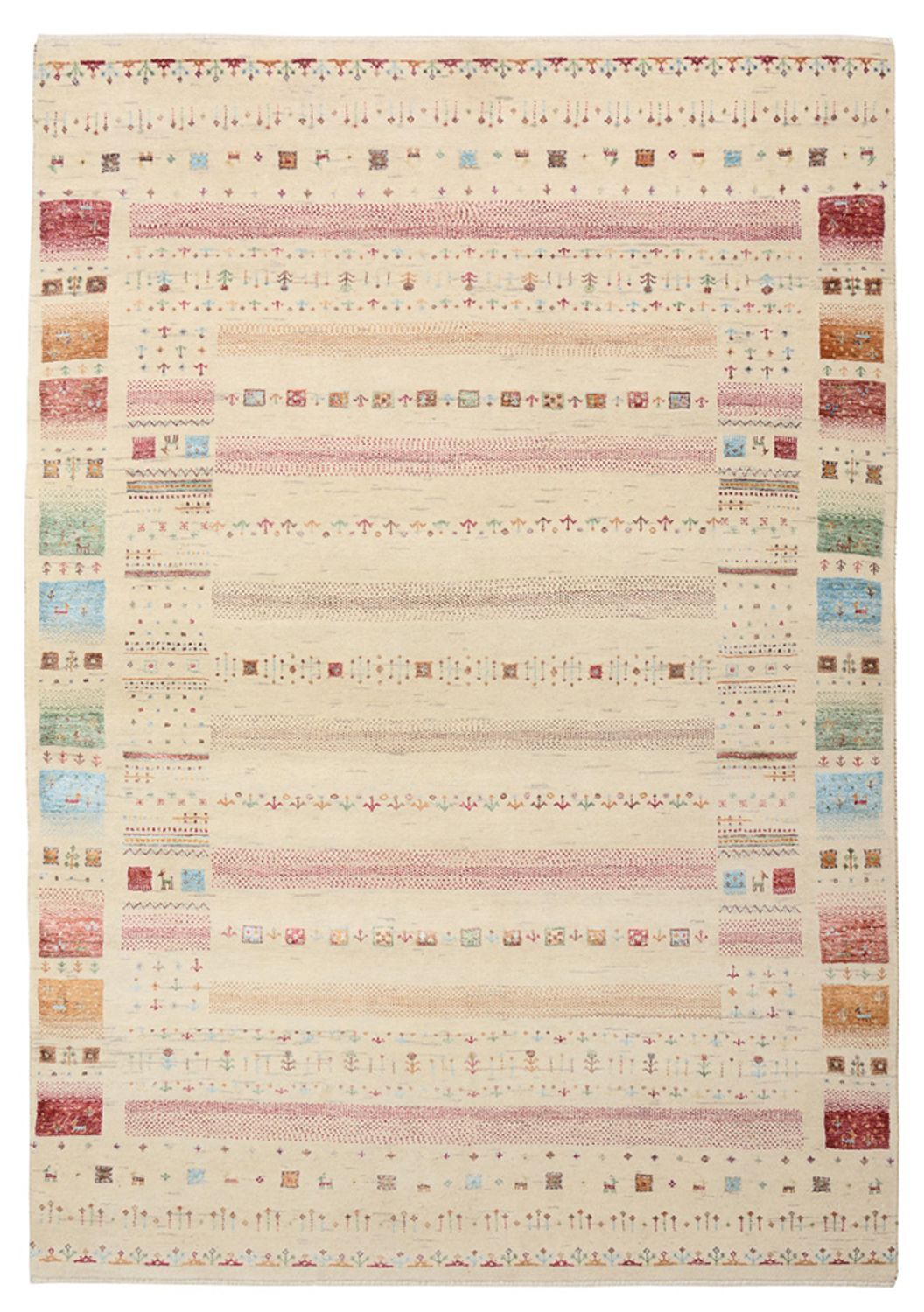 Alfombra Gabbeh - Loribaft Indus - 206 x 149 cm - beige claro