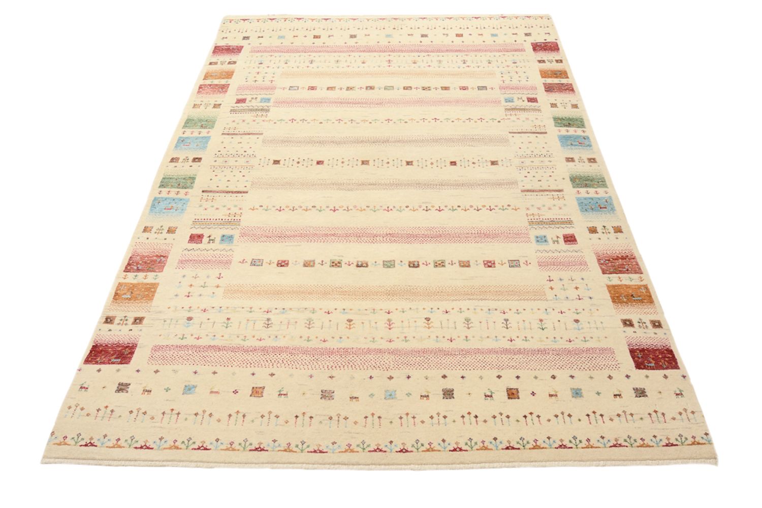 Alfombra Gabbeh - Loribaft Indus - 206 x 149 cm - beige claro