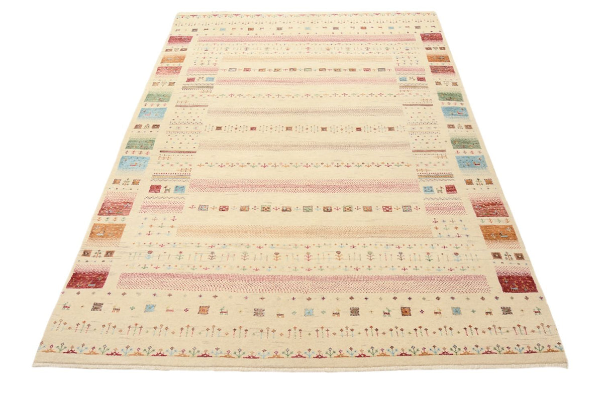 Alfombra Gabbeh - Loribaft Indus - 206 x 149 cm - beige claro