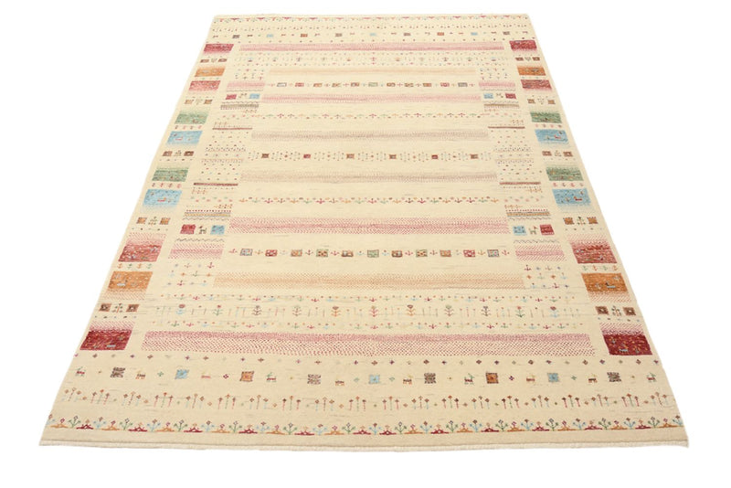 Alfombra Gabbeh - Loribaft Indus - 206 x 149 cm - beige claro