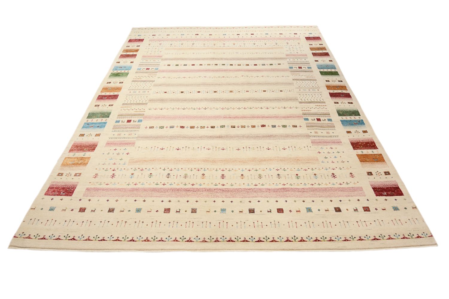 Alfombra Gabbeh - Loribaft Indus - 356 x 251 cm - beige claro
